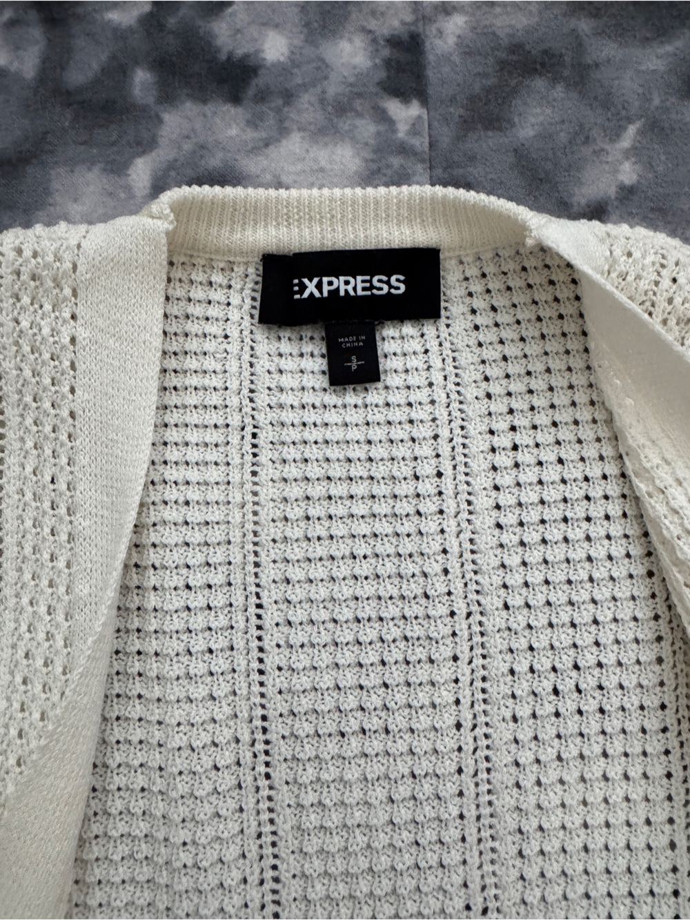 Express Cream Open Knit Ruffle Cardigan - Picture 3 of 4
